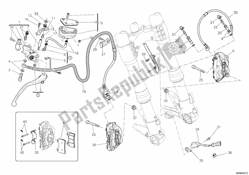 Alle onderdelen voor de Voorremsysteem van de Ducati Streetfighter 848 USA 2013